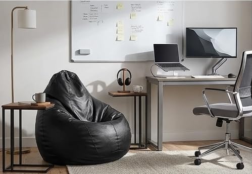 Image of G B Traders Leatherette Bean Bag Without Beans| Comfortable Sofa Chair for Living Room, Bedroom & Office | Durable Double Stitch Bean Bag Seat only Cover Color Black Size XXL