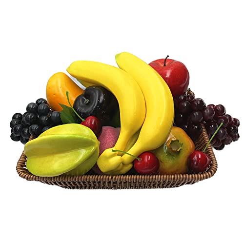 Wjboand 13Pcs Artificial Fruits Group Fake Simulation Grape Carambola Green Pear Banana Plum Apple Mango Pomegranate Peach Cherry Home Kitchen Wedding Party Decorations #TOP27