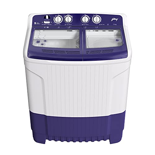 Godrej Edge 7.5 Kg 5 star Semi-Automatic Top Loading Washing Machine Appliance (WSEDGE 75 5.0 TB3 M ROBL, Royal Blue, Toughened glass lids)