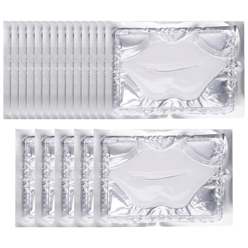 Hemobllo Mascarilla Labial Gel Hidratante Colágeno 25 Unidades Almohadillas Labiales Antiarrugas Blancas para Cuidado y Exfoliación Hidratación Profunda para Labios Secos y Agrietados