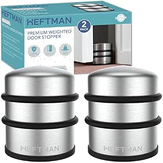 HEFTMAN Heavy Duty Stainless Steel Chrome Door Stop Dome Rubber Bumper 1kg Weighted Door Stopper Buffer Rings - Pack of 2