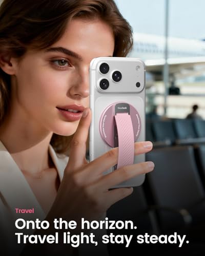 Image of 2026 Klearlook for MagSafe Phone Grip with Silicone Finger Strap, Removable Magnetic Phone Ring Holder with Adjustable Kickstand, Finger Phone Ring Grip for iPhone 17 /16 /15 /14 /13 /12 Series, White