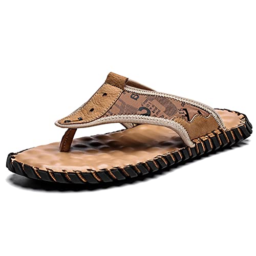 Tongs pour hommes plage et sport en cuir souple idéales pour les vacances et les balades