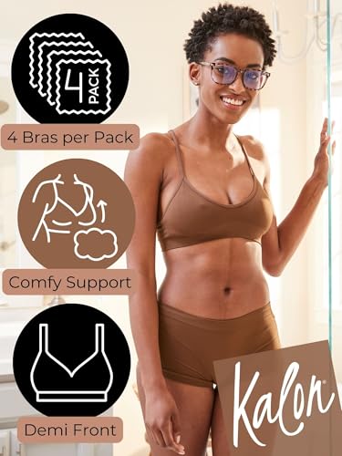 Image of Kalon Women's 4 Pack Demi Padded Bralette Wireless Comfortable Bra