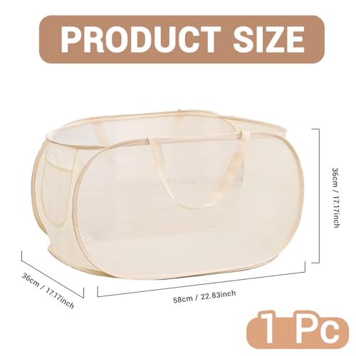 Jetstream Beige Faltbarer Wäschekorb 36 x 36 x 58 cm, Pop Up Wäschekorb Faltbar mit Henkel, kompatibel mit Bad, Schlafzimmer, Studentenwohnheim, Reisen und Aufbewahrung zu Hause