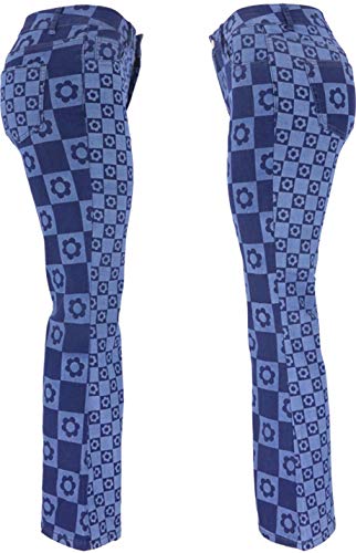 Paodikuai Women Patchwork Jeans Bell Bottom Raw Hem Denim Pants Slim Bootcut Jean (Large, S2-Blue) #TOP1