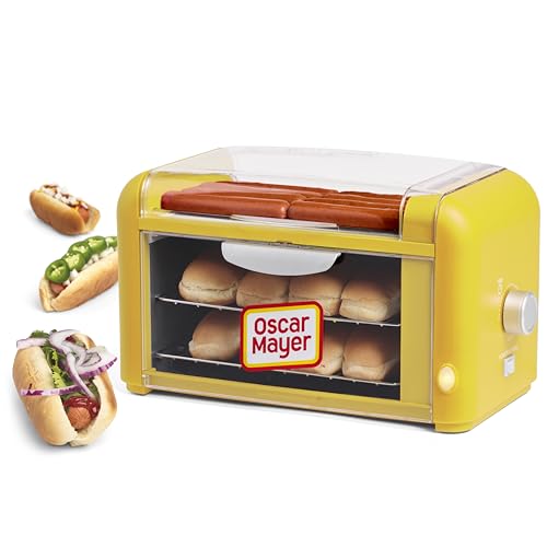 Comparison: Best Hot Dog Cooker 3 Nostalgia Oscar Mayer Extra Large Countertop 8 Hot Dog Roller and Bun Toaster Oven - Stainless Steel Rollers and Non-stick Warming Racks - Adjustable Timer