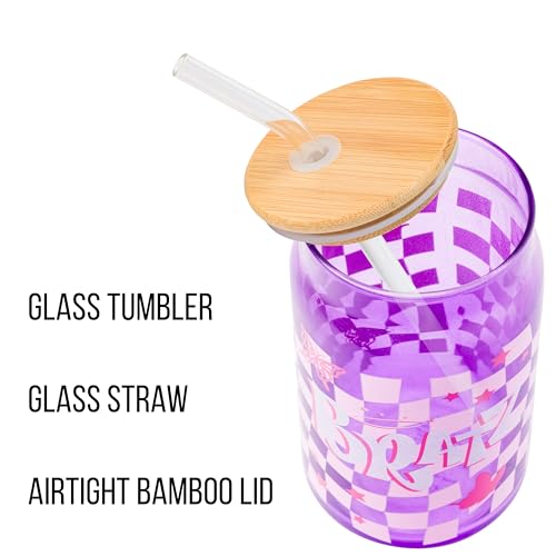 Image of Silver Buffalo Bratz Logo Retro Groovy, Glass Tumbler, 16oz
