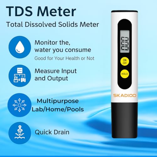 Image of SKADIOO TDS Meter for Water Testing, Digital TDS Meter, Water TDS Meter Digital for Home, Water Testing Kit, Water Hardness Test Kit for Measuring Tds and Ppm for Drinking Water, Swimming pool