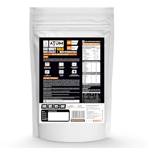 Image of AS-IT-IS ATOM ISO Whey Gold 1Kg | 28g Protein | 100% Whey Protein Isolate | Prevents Muscle Loss | Faster Muscle Recovery | Chcolate