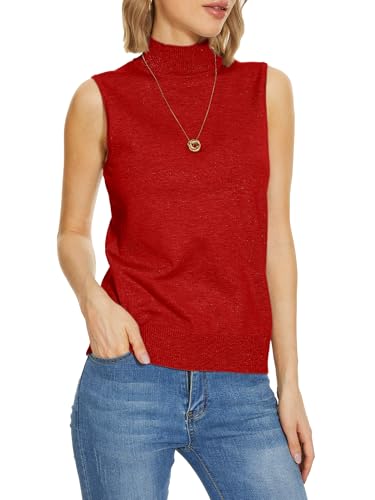 Image of INKOFF Sleeveless Mock Neck Turtleneck Knit Tops Women Dressy Casual Sweater Vest Business Work Tank