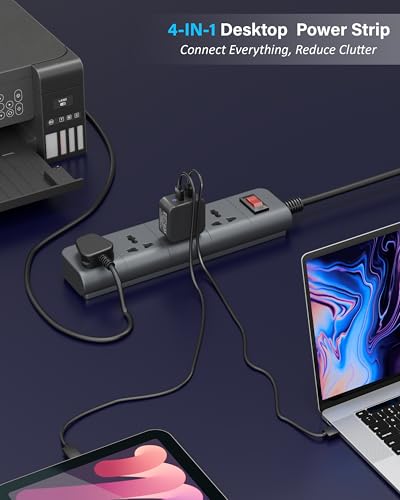 Image of FEDUS Surge Protector, 4 Universal Sockets with Individual Switch, 10 Meter 32 Feet Long Cable, Extension Board Cord, Automatic Overload Protection, Fireproof Power Strip Switch Board, Spike Guard