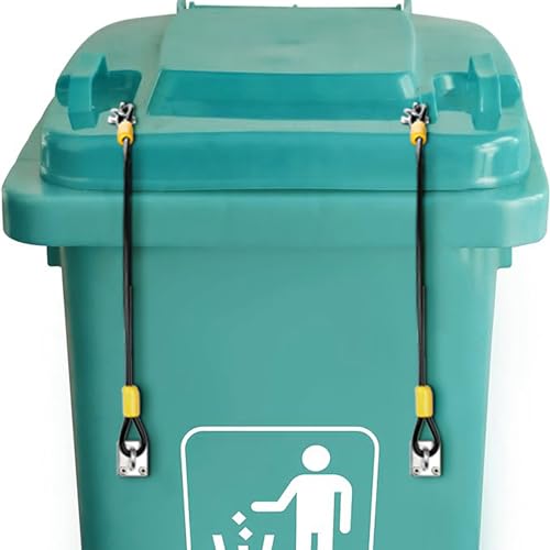 TOLIDA 2 Packs de Verrous Universels pour Couvercles de Poubelle - Kit de Verrouillage en Métal, Sangles en Corde Tressée Recouverte de Caoutchouc pour Animaux, Vent et Déversement – vue 6