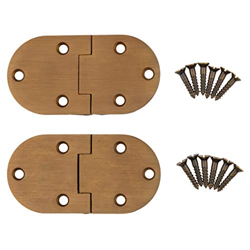 Antiqued Brass Butler Tray Hinge | 90 and 180 Degree Stop | Pack of 2 | Folding Table, Roll Top Desk with a Drop Front Drawer Furniture Hardware | UA-225-HAB