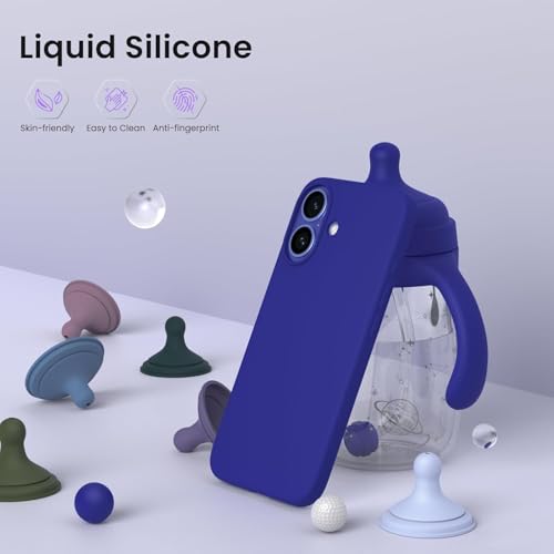 Image of DIZORO Compatible for iPhone 16 Case 6.1, Slim Liquid Silicone 3 Layers Full Covered Soft Gel Rubber Phone Case Protective Cover 6.1 Inch - Ultramarine.