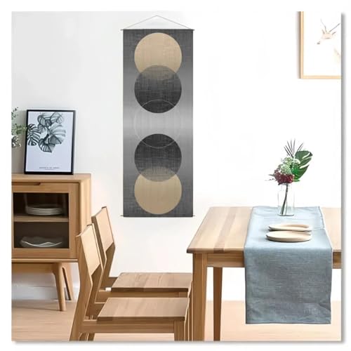 Japanese Hanging Scroll Wall Art: Zen-Enso Circle Vertical Tapestry - W15.7xH47.2" - Feng Shui & Lucky Symbols for Home, Office Decor - HD Print-CTT-7