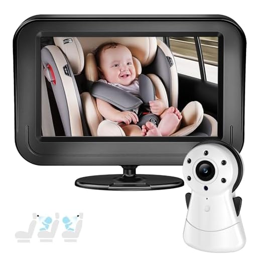 FNITAER Baby Kamera Auto mit 4.3" Display, Spiegel auto baby rückbank 1080P,Babyautospiege mit HD Nachtsicht und 120°-Betrachtungswinkel,Auto-Babyphone einfache Installation Cigarette Lighter,Schwarz