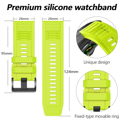 Image of 26mm Quickfit Silicone Watch Bands Compatible with Garmin Fenix 8 Pro /quatix 8 51mm /Fenix 7X /7X Pro /6X /6X Pro /5X /5X Plus /3 HR /Enduro 3 2 /Descent Mk3i 51mm /Mk2i /Tactix 8 /7 pro /epix Pro 51MM