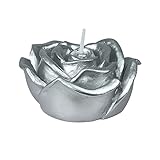 Zest Candle 12-Piece Folding Candles, 3-Inch, Metallic Silver Rose