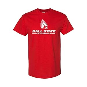 CreateMyTee | Ball State University with Logo One Color T-Shirt | (Red, X-Large)