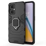 DOINK Cover Armor per Oppo Reno8 Lite / Reno7 Lite / Reno7 Z, Custodia TPU+PC Antiurto con Anello Supporto - Nero