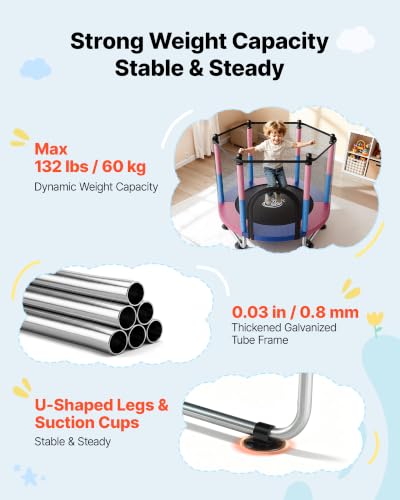 Image of VEVOR 3FT Trampoline 36 inch Trampolines Indoor /Outdoor Trampoline for Toddlers, Foldable Mini Baby Jump Toy with Foam Handle, Recreational Trampolines Birthday Gift for 3+ Years Kids