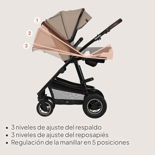 Miniatura 5 de Lionelo Amber Coche De Bebé Multifuncional 3 En 1 Conjunto Silla De Paseo Con El Asiento De Cubo E Capazo Manillar Regulable Bolsa Mosquitero Protector De Lluvia Asiento De Coche