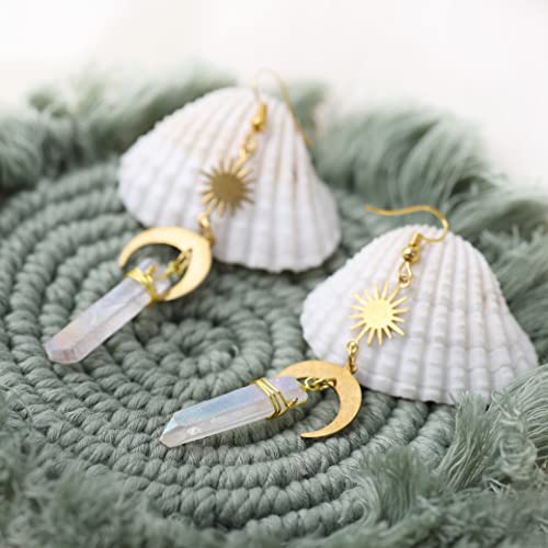 Sacina Gothic Boho Celestial Sun and Moon Earrings, Crescent Moon Star Pendant, Boho Jewelry, Christmas Gift for Women3