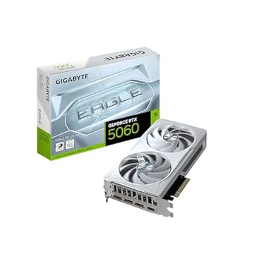 GIGABYTE Placa gráfica GeForce RTX 5060 Eagle OC ICE 8G, 8GB 128-bit GDDR7, PCIe 5.0, sistema de refrigeração WINDFORCE, placa de vídeo GV-N5060EAGLEOC ICE-8GD