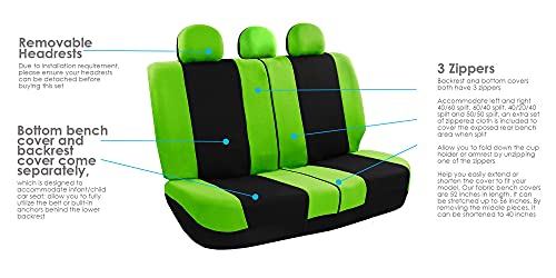 Image of FH Group Car Seat Cover Light Breezy Green Seat Cover Flat Foam Padding Cloth Full Set Automotive Seat Covers, Airbag Compatible & Split Rear Universal Fit Interior Accessories for Cars Trucks and SUV