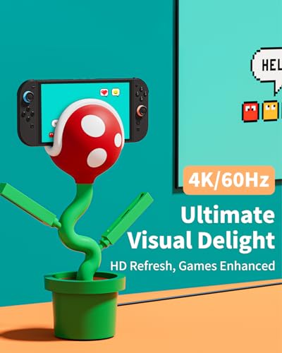 Image of Switch 2 TV Dock for Nintendo Switch2 Docking Station with Cooling Fan, Chargering Dock for Switch 2 /Joypads, Piranha2 Stand with 4K 60Hz HD /USB 2.0 /USB-C Ports, PD Fast Charging Cute Gaming Setup