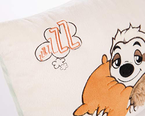 NICI 43491 Kissen Faultier Wave Dave rechteckig 43x25cm– Flauschiges Kuscheltierkissen Faultier-rechteckiges Stofftierkissen, Beige