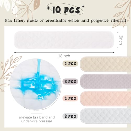 Image of Toulite 10 Pcs Reusable Bra Liners for Sweat, 3 Layer Bra Sweat Pads, Soft Cotton Outer Layer with Polyester Fiber Core
