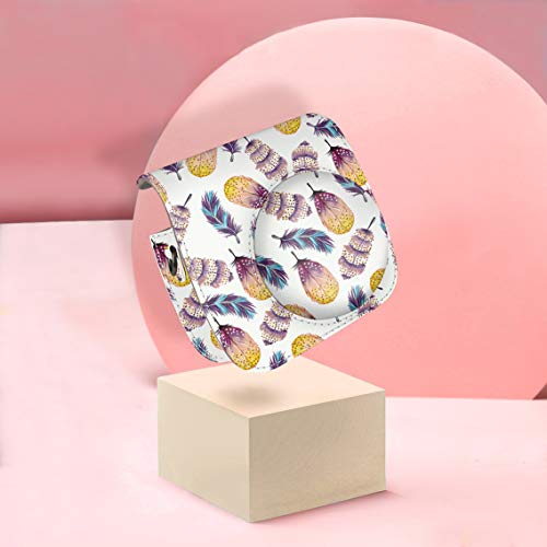 Elvam Camera Case Bag Purse Compatible With Fujifilm Mini 9 Mini 8/8+ Instant Camera With Detachable Adjustable Strap - Feather #TOP4