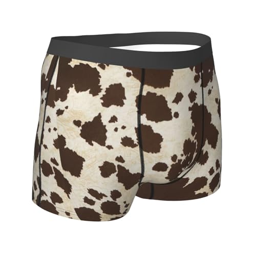 brown Cow Spots print Mens Underwear Boxer Briefs with, Breathable Lightweight, Boxer Briefs for Men2