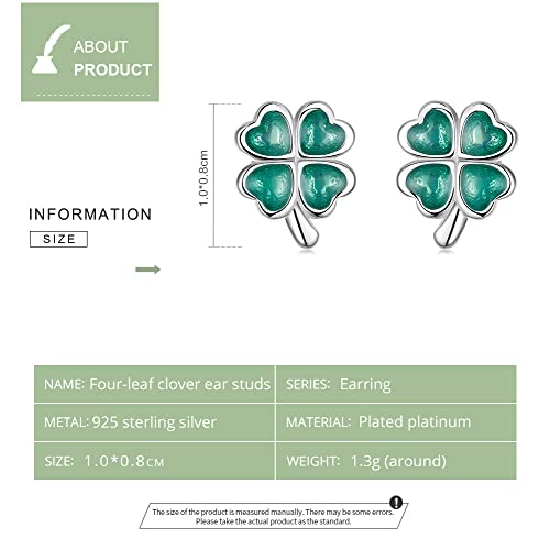 Boucles d'oreilles trèfle émail vert sur argent Sterling 925 - 2