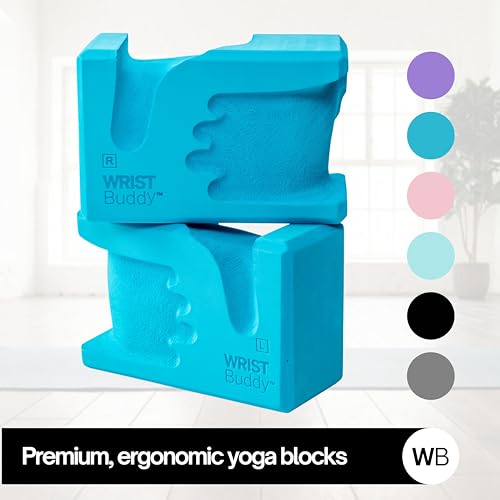 Image of WRISTBuddy Hand-Shaped Ergonomic Yoga Blocks for Optimal Wrist Support During Yoga, Pilates, Pushups, Planks, and Handstands - Patented Non Slip Blocks for Enhanced Stability and Comfort.