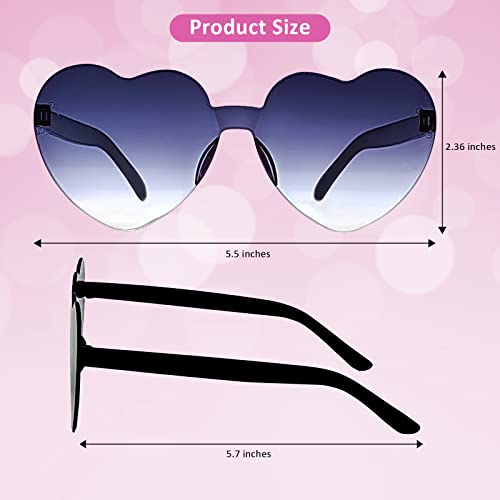 KIDZVEFUN Bachelorette Party Favors, Heart Sunglasses, 9 Pack Heart Shaped Rimless Transparent Cute Fun Sunglasses for Women Valentines Day Gifts Party Supplies (1 White+8 Black)3