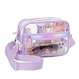 Clear Bag for Stadium Events, Crossbody Bag Purse Adjustable Strap Shoulder Bags for Sports Concerts Festival Events Purple
