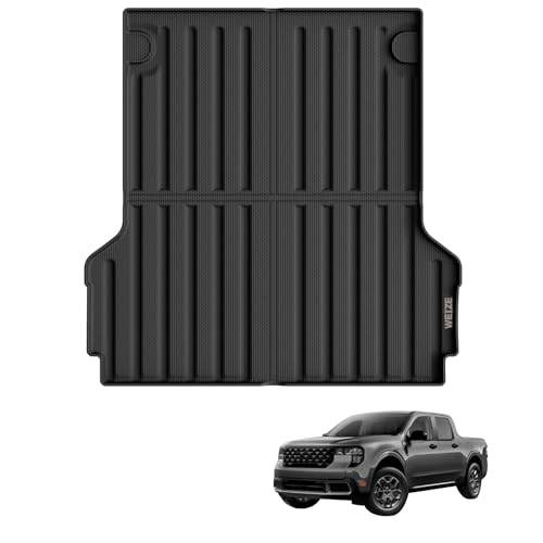 WEIZE Truck Bed Mat for 2022-2025 2026 Ford Maverick Hybrid & Gas 4.5FT Bed Mats All Weather Protection TPE Truck Bed Liner Durable Easy Clean Black
