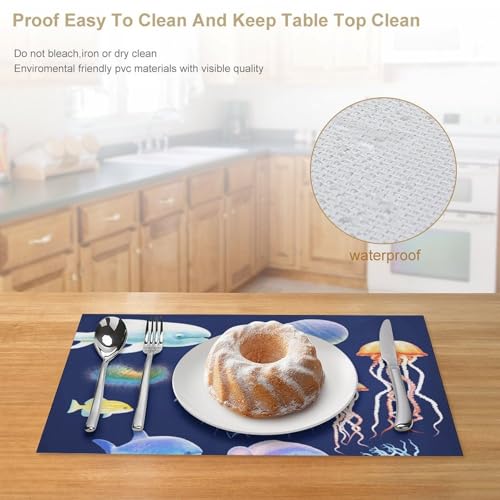 Sets de table PVC animaux marins x4 antidérapants pour repas de terrasse