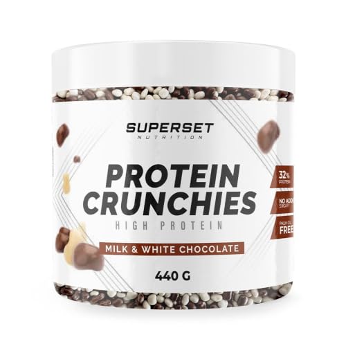 Superset Nutrition - Protein Crunchies (440g) - Postres proteínicos - Bolas de proteínas de chocolate extra sabrosas - Chocolate con leche y chocolate blanco