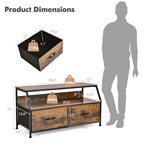 Giantex Tv Stand With Storage, Entertainment Center Media Console Table With 2 Folding Drawers, Shelves, Wide Tv Stand For Tv Up To 43 Inch, Media Console Table For Living Room, Bedroom, Brown #TOP6