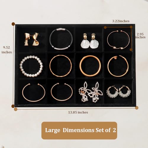 Image of Large Velvet Jewelry Tray Display Drawer Inserts 2 Pack