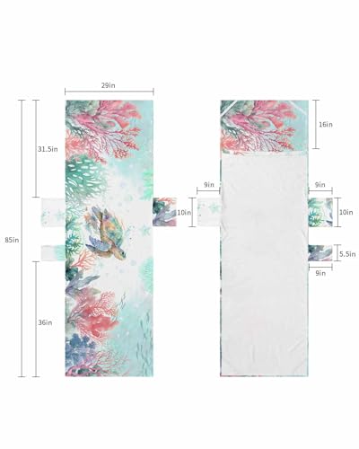 Sea Turtle Beach Lounge Chair Towel Cover, Soft Chaise Lounge Towel with Side Pockets Patio Pool Chairs Cover for Beach/Pool Sunbathing 29x85 Coastal Coral Nautical Summer Beach Teal