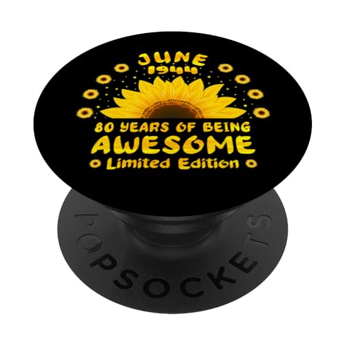 80 cumpleaños 80 años amantes del girasol nacidos en junio 1944 PopSockets PopGrip Intercambiable