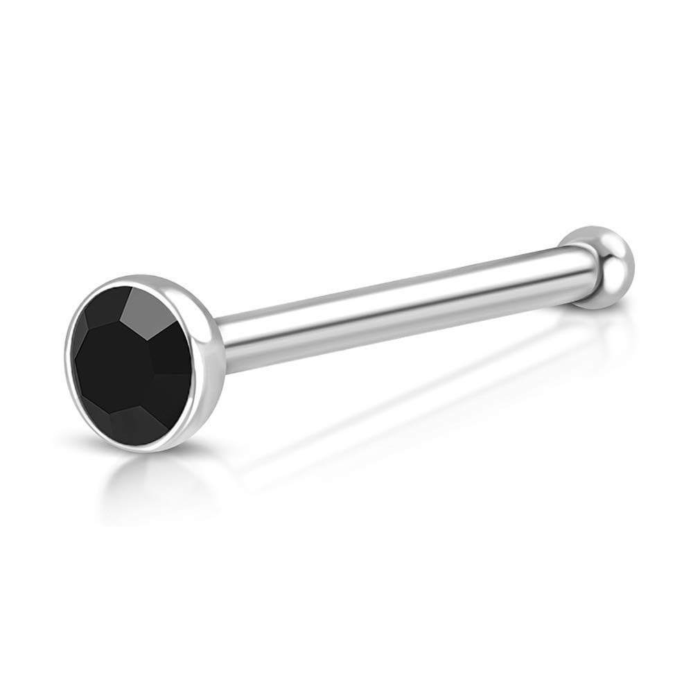 316L Stainless Steel No-Tarnish No-Rusting Jet Black Crystal 2.5mm Nose Pin Stud for Women and Girls (NR05020)-image-7