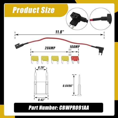 Image of SecosAutoparts TIPM Repair Fuel Pump Relay Bypass Cable Kit CBWPR091AA Fit for Dodge Ram 1500 2500 3500 Fit for VW Fit for Chrysler Fit for Jeep 2008-2016 Fuse Holder Adapter 14AWG Wire /20AMPs