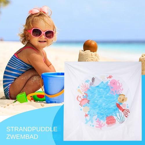 Piscine de plage pour bébé résistante au sable couverture imperméable 2en1 - 4