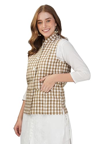 Image of Vastraa Fusion Solid Indian Traditional Ethnic Waistcoat Festive Woolen Nehru Jacket for Women